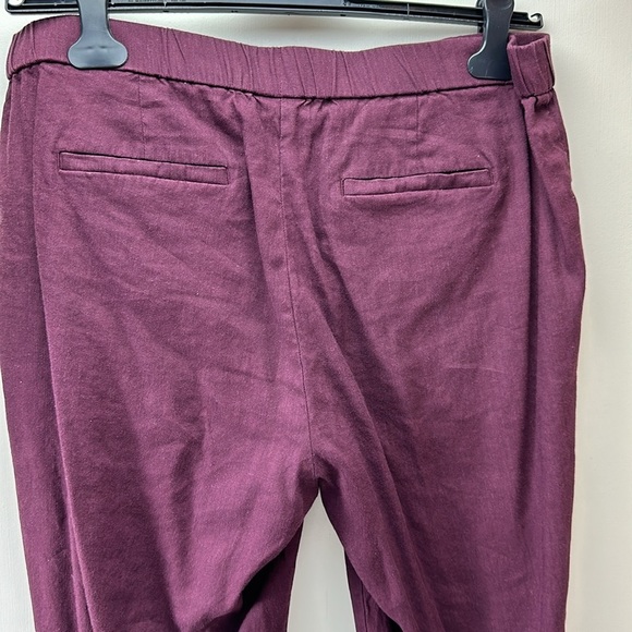 J. Jill linen stretch burgundy flat front crop pants L - Picture 4 of 12
